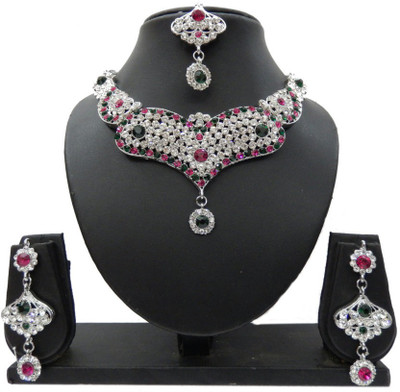 

Shree Bhawani Art Jewellery Alloy Jewel Set(Red, White, Green)