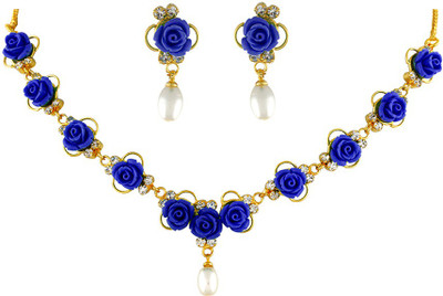 

Nisa Pearls & Jewellery Alloy Jewel Set(White, Blue)