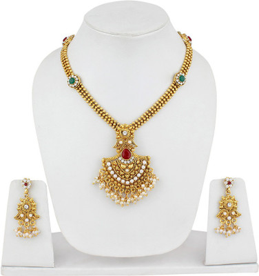 

Jewels Guru Alloy Jewel Set(Maroon, Green, Gold, White)