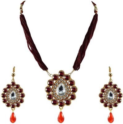 Vidhya Kangan Brass Gold-plated Red Jewellery Set(Pack of 3)