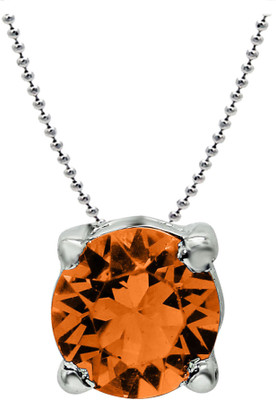 mahi Yellow Classic Solitaire Rhodium Swarovski Crystal Alloy Pendant