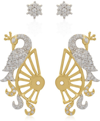

Jewels Galaxy 2 in 1 Interchangeable American Diamond Mayur Alloy Cuff Earring