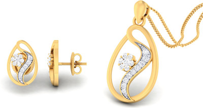 

Jisha Yellow Gold 18kt Diamond Earring & Pendant Set