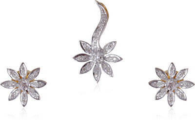 

Jisha Yellow Gold 14kt Diamond Earring & Pendant Set