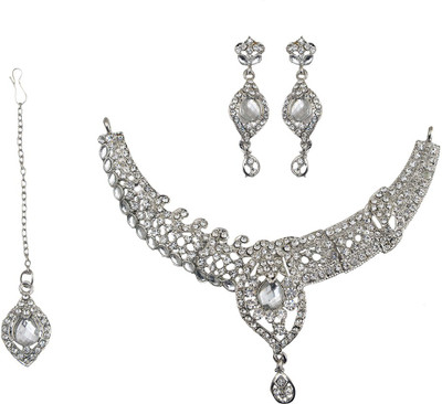 

Taj Pearl Alloy Jewel Set(Silver)