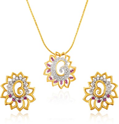 mahi Brass, Alloy Gold-plated White, Pink Jewellery Set(Pack of 1)