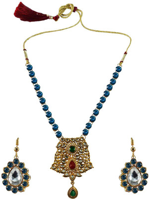 Vidhya Kangan Brass Gold-plated Turquoise Jewellery Set(Pack of 3)