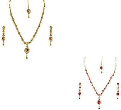 

Rashi Jewellery Alloy Jewel Set(Gold, Red)