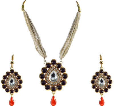 Vidhya Kangan Brass Gold-plated Purple Jewellery Set(Pack of 3)