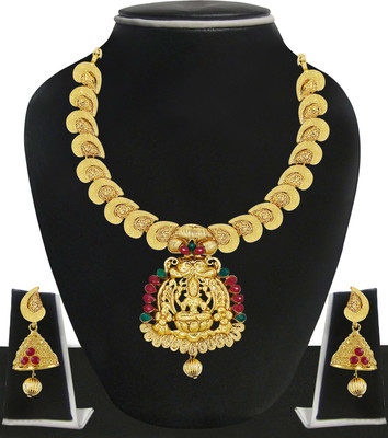 

Zaveri Pearls Zinc Jewel Set(Gold, Green, Pink)