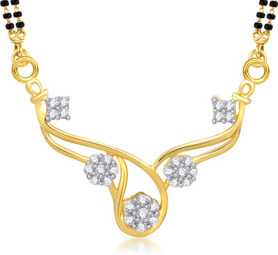 

Meenaz Curvy Flowers Cz Gold & Rhodium Alloy Mangalsutra