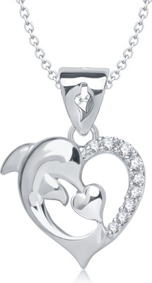 79% OFF on Vina Fashion Jewellery Heart Shape diamond couple Valentine Dolphin Rhodium Plated for Women & Girls Cubic Zirconia Alloy Pendant
