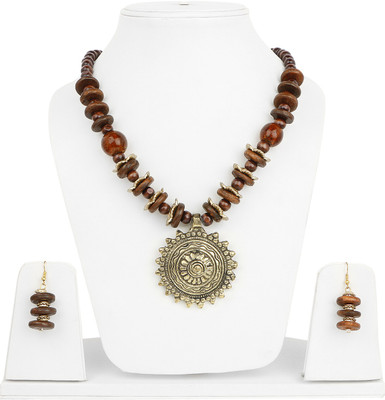 Johareez Alloy Gold-plated Brown Jewellery Set(Pack of 1)