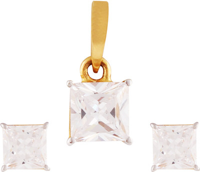

ZKD Jewels Yellow Gold 18kt Cubic Zirconia Earring & Pendant Set