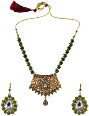 Vidhya Kangan Brass Gold-plated Green Jewellery Set(Pack of 3)