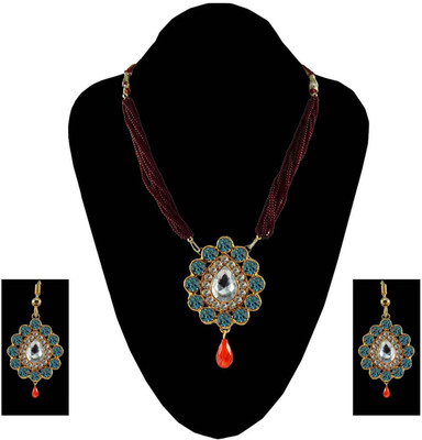 Vidhya Kangan Brass Gold-plated Turquoise Jewellery Set(Pack of 3)