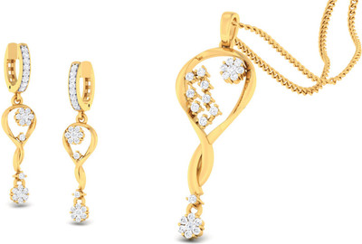 

Jisha Yellow Gold 18kt Diamond Earring & Pendant Set