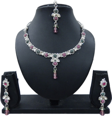 

Shree Bhawani Art Jewellery Alloy Jewel Set(Pink, Green)