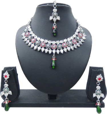 

Shree Bhawani Art Jewellery Alloy Jewel Set(Red, Green)
