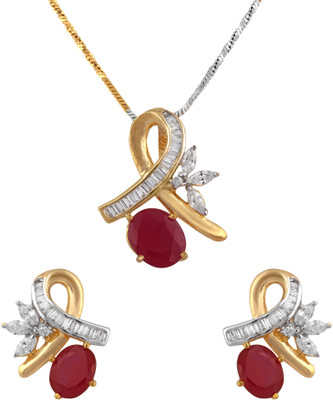 60% OFF on Alysa Silver, Brass Jewel Set(Red)