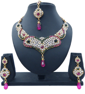 

Shree Bhawani Art Jewellery Alloy Jewel Set(Pink, Green)