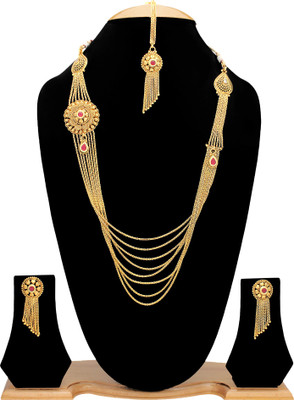 

Pink Rose Copper Jewel Set(Gold, Maroon)