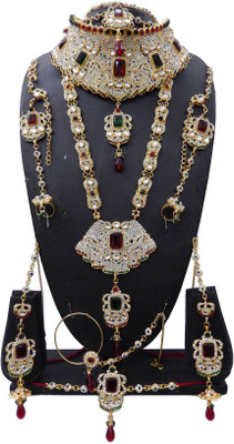 

Shree Bhawani Art Jewellery Zinc Jewel Set(Maroon, Green)
