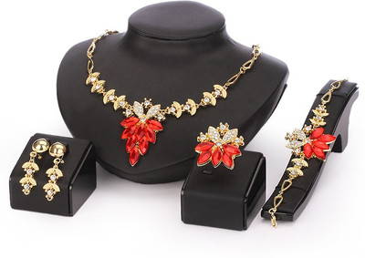 

Silver Shoppee Alloy Jewel Set(Gold, Red)
