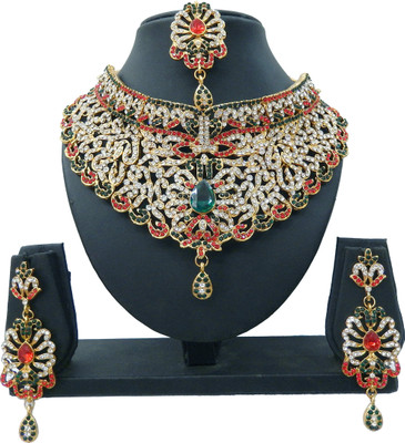 

Shree Bhawani Art Jewellery Alloy Jewel Set(Red, Green)