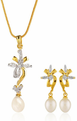 

Nisa Pearls & Jewellery Alloy Jewel Set(White)