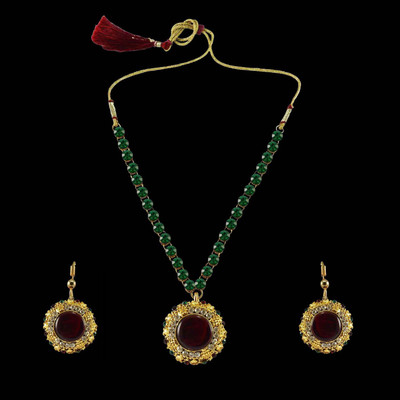 Vidhya Kangan Brass Gold-plated Green Jewellery Set(Pack of 3)