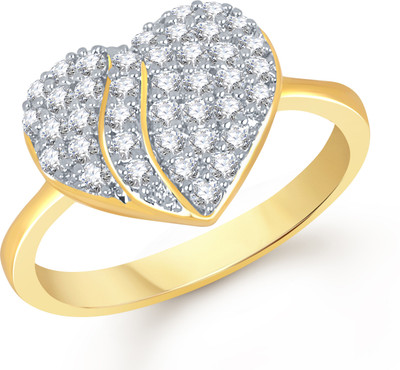 VK Jewels Delight Heart Shaped for Women and Girls Alloy Cubic Zirconia Gold Plated Ring