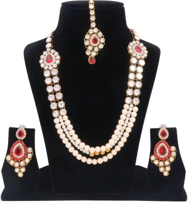 STYYLO FASHION Alloy Gold-plated Red, White, Gold Jewellery Set(Pack of 1)