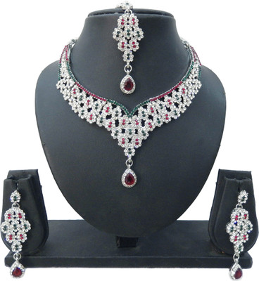 

Shree Bhawani Art Jewellery Alloy Jewel Set(Maroon, Green)