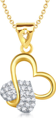 86% OFF on VK Jewels Charming Heart Shape Gold Plated for Women & Girls Cubic Zirconia Alloy Pendant