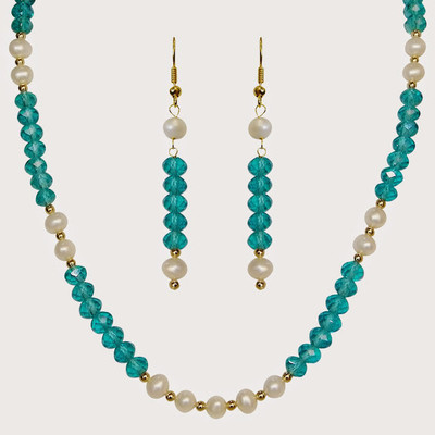 

Nisa Pearls & Jewellery Mother of Pearl Jewel Set(White, Blue)