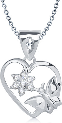 77% OFF on Vina Fashion Jewellery Heart Shape diamond couple Valentine Flaying Butterfly Rhodium Plated for Women & Girls Cubic Zirconia Alloy Pendant