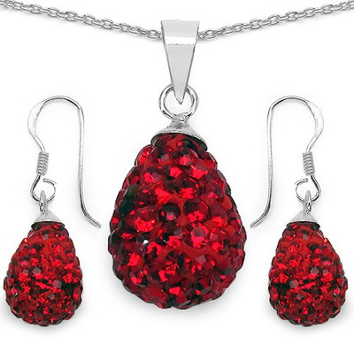 Johareez Sterling Silver Red Jewellery Set(Pack of 1)