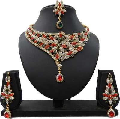 

Shree Bhawani Art Jewellery Alloy Jewel Set(Red, Green)