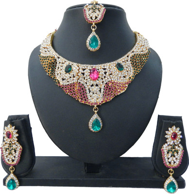 

Shree Bhawani Art Jewellery Alloy Jewel Set(Pink, Green)