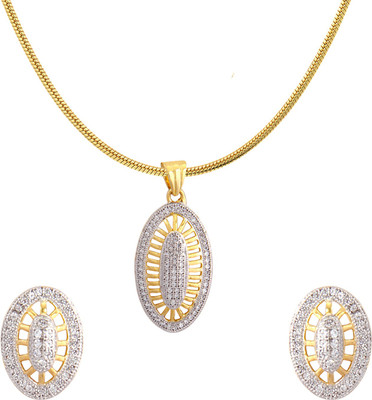 mahi Alloy Gold-plated White Jewellery Set(Pack of 1)