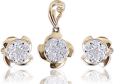 

Jisha Yellow Gold 18kt Diamond Earring & Pendant Set