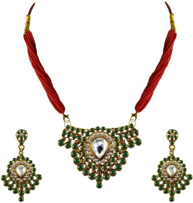 Vidhya Kangan Brass Gold-plated Green Jewellery Set(Pack of 3)