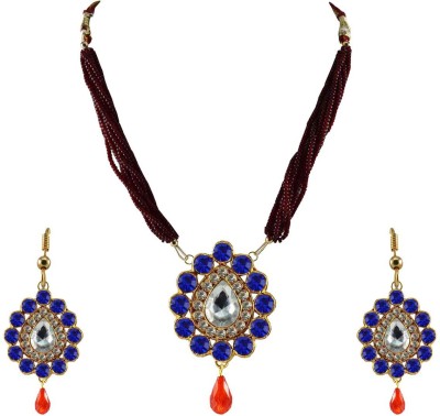 Vidhya Kangan Brass Gold-plated Blue Jewellery Set(Pack of 3)