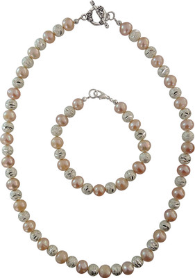 

Pearlz Ocean Alloy Jewel Set(Orange, Silver)