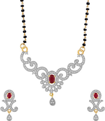 

American Diamond Alloy Jewel Set(Gold, White, Red)