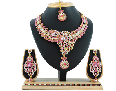 VATSALYA creation Alloy Gold-plated Pink Jewellery Set(Pack of 1)