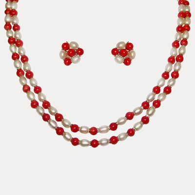 

Nisa Pearls & Jewellery Mother of Pearl Jewel Set(White, Red)