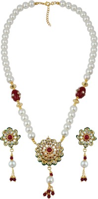 Pearlz Ocean Alloy Gold-plated Red, White Jewellery Set(Pack of 1)