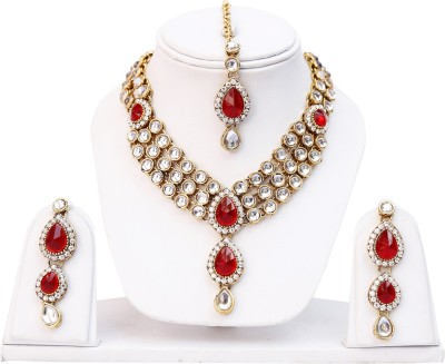 Lucky Jewellery Alloy Red Jewellery Set(Pack of 1)